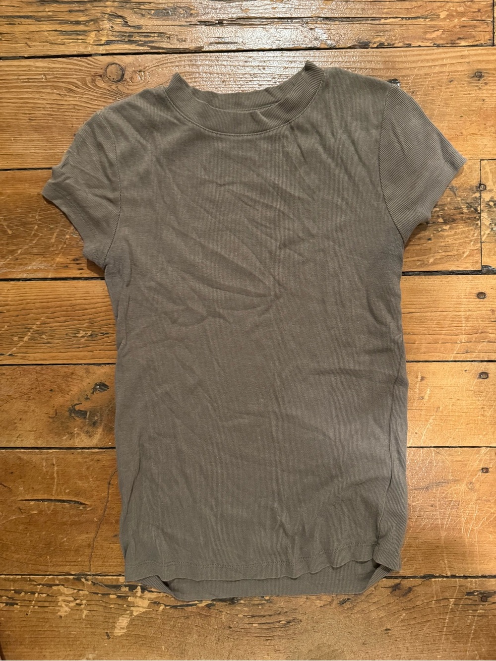 a new day Short-Sleeve Ribbed Knit Top - Taupe